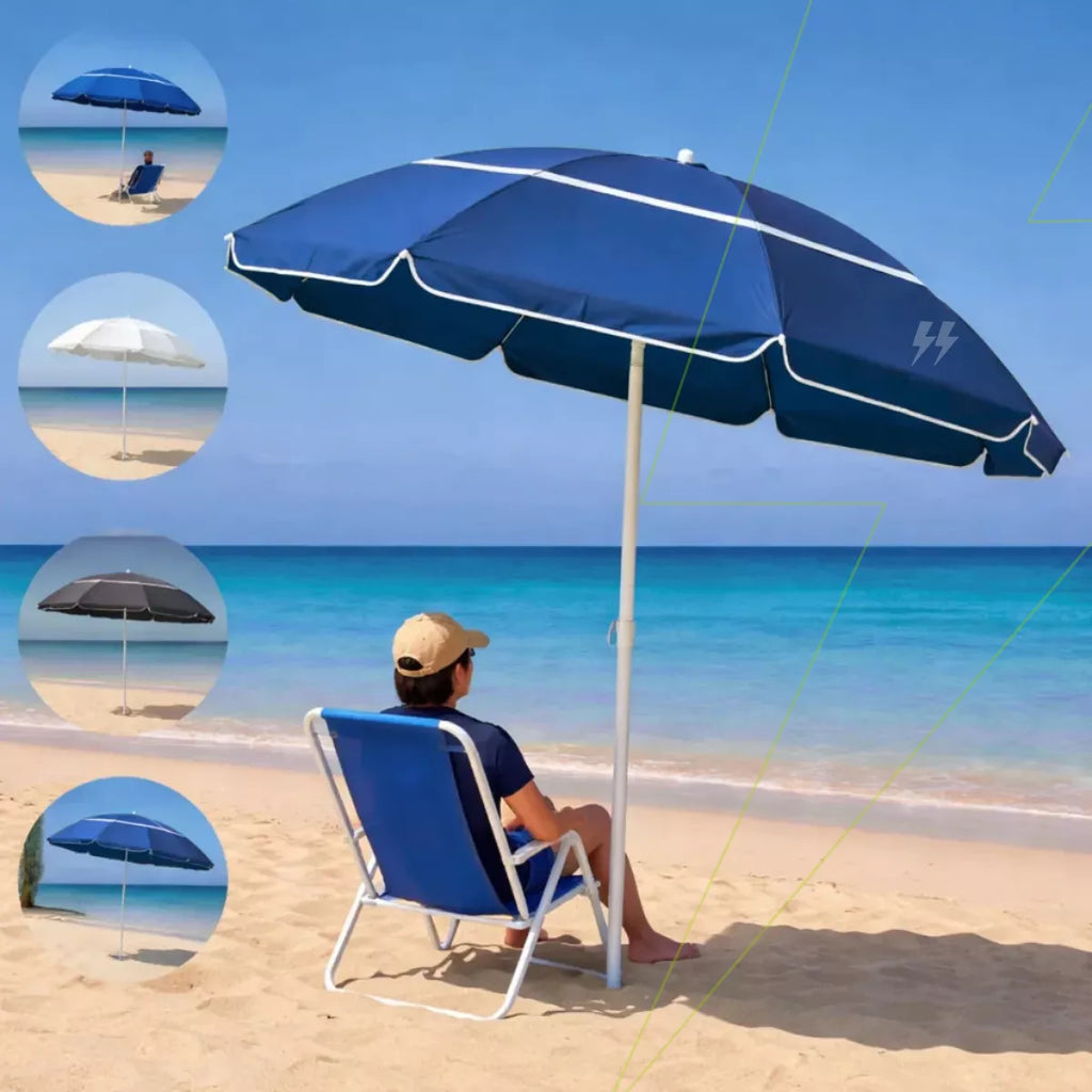 -Guarda-Sol Gigante 2,4m Articulado com Proteção UV para Praia, Piscina e Jardim Energy Express