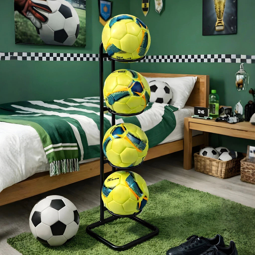 Suporte Organizador para Bolas em Aço Inox – Porta Bolas para Futebol, Basquete e Vôlei Energy Express