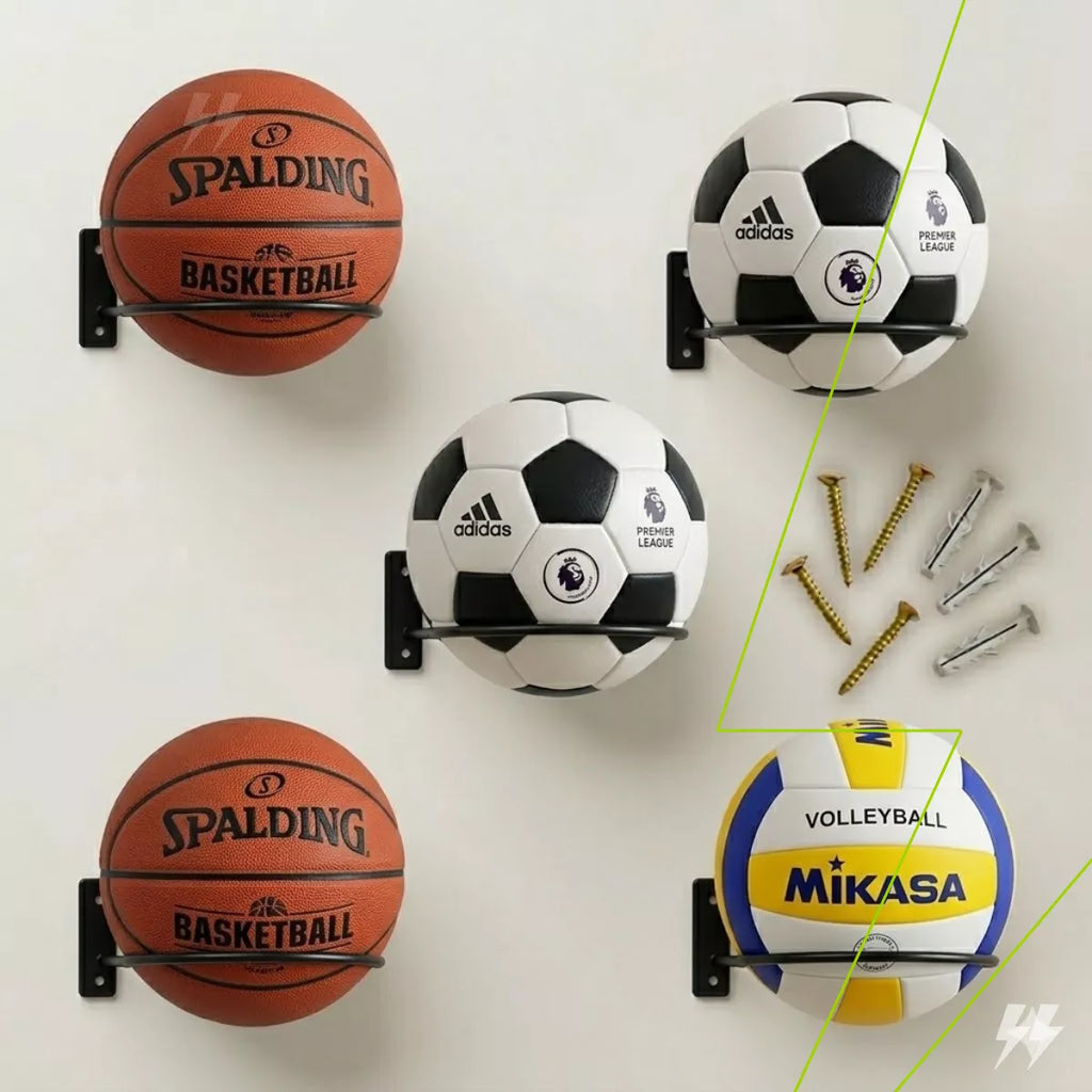 Kit 5 Suportes para Bola de Parede em Aço Reforçado – Futebol, Basquete e Vôlei Energy Express