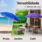 Guarda-Sol Gigante 2,4m Articulado com Proteção UV para Praia, Piscina e Jardim Energy Express