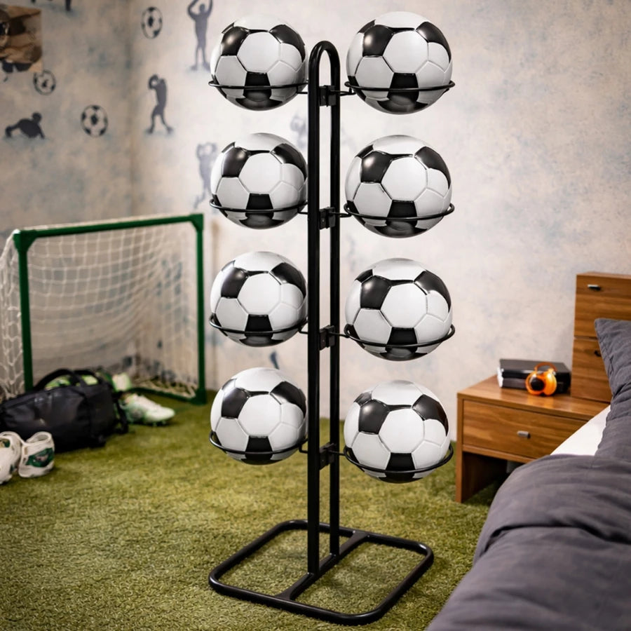 Suporte Organizador para Bolas em Aço Inox – Porta Bolas para Futebol, Basquete e Vôlei