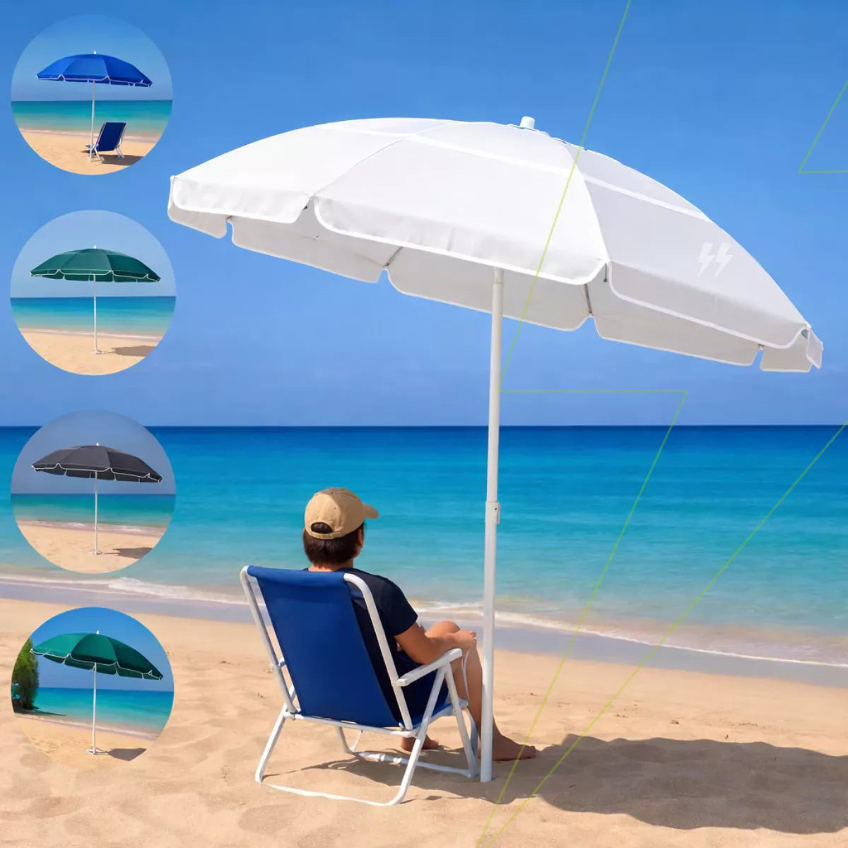 Guarda-Sol Gigante 2,4m Articulado com Proteção UV para Praia, Piscina e Jardim Energy Express