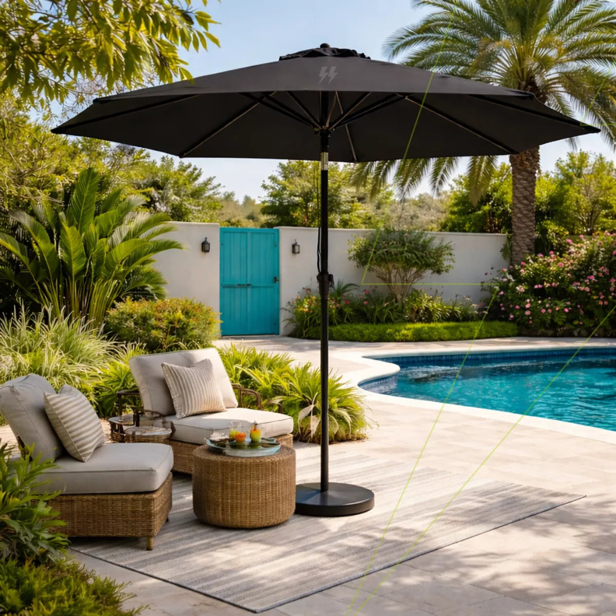 Ombrelone 2,30m Articulado com Proteção UV e Impermeável – Guarda-Sol para Jardim, Piscina e Área Externa Energy Express