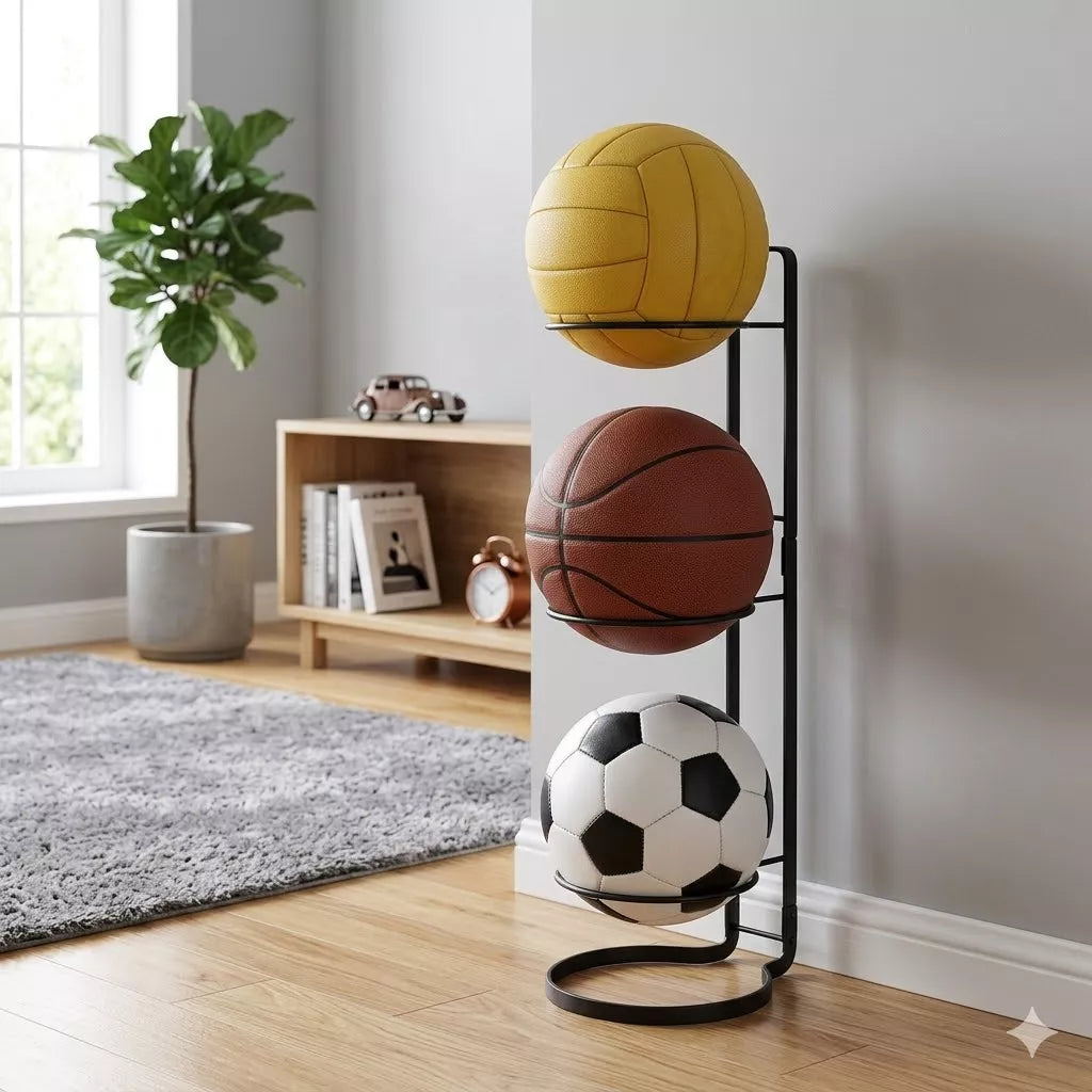 Suporte Organizador para Bolas em Aço Inox – Porta Bolas para Futebol, Basquete e Vôlei Energy Express