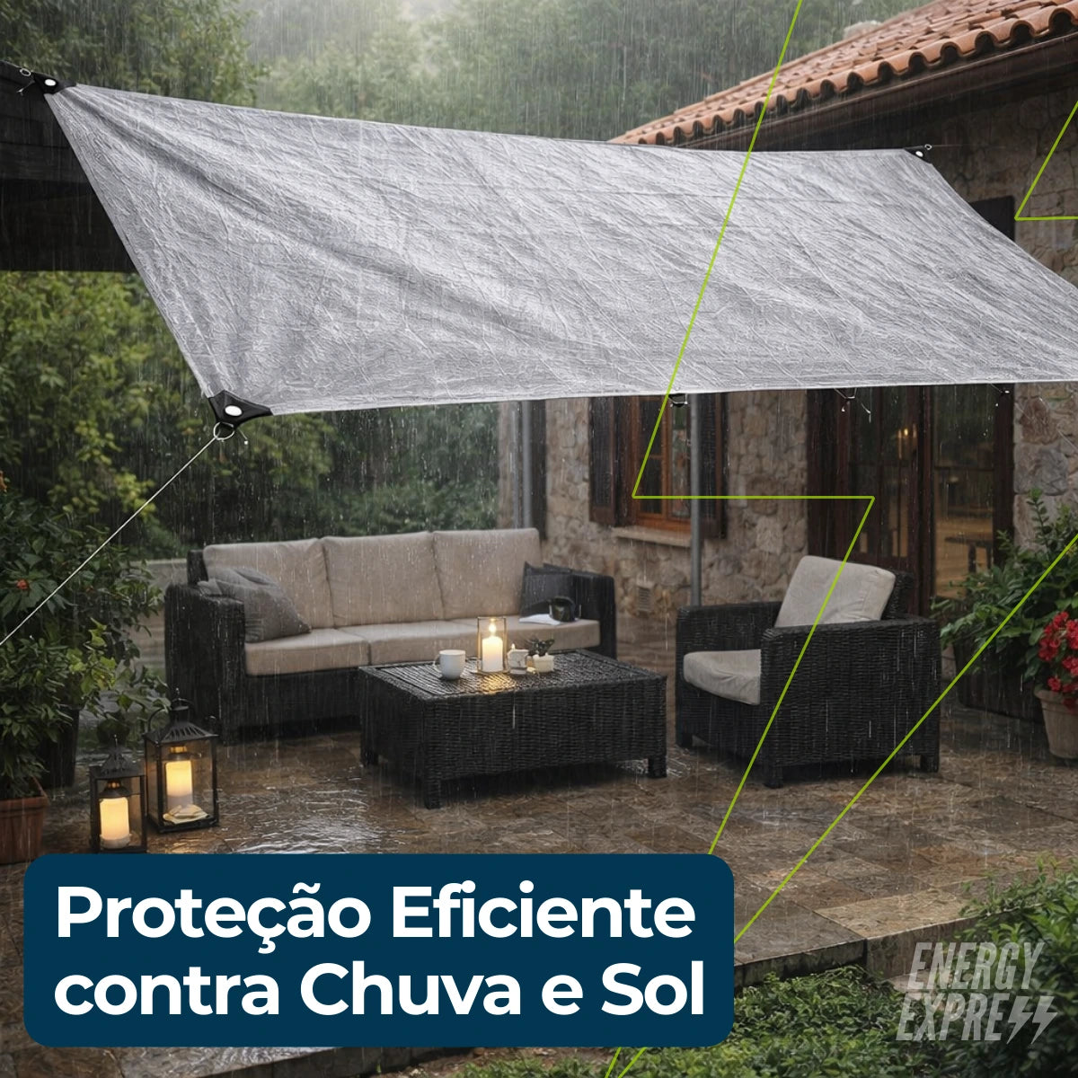  Lona Impermeável para Toldo e Cobertura de Área Externa – Proteção para Garagem, Quintal e Telhado Energy Express