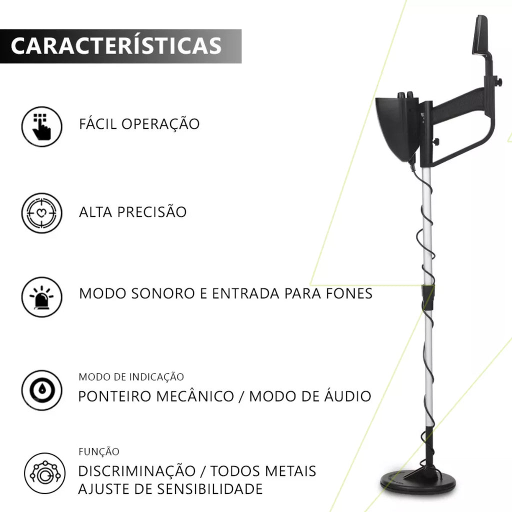 Detector de Metais Profissional MD-4030 – Ouro, Prata, Moedas e Metais com Alta Sensibilidade Energy Express