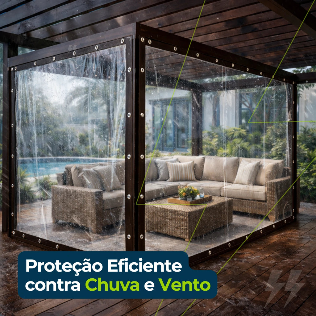 -Lona Transparente Impermeável para Fechamento de Varandas e Cobertura – Toldo Transparente para Área Externa Energy Express