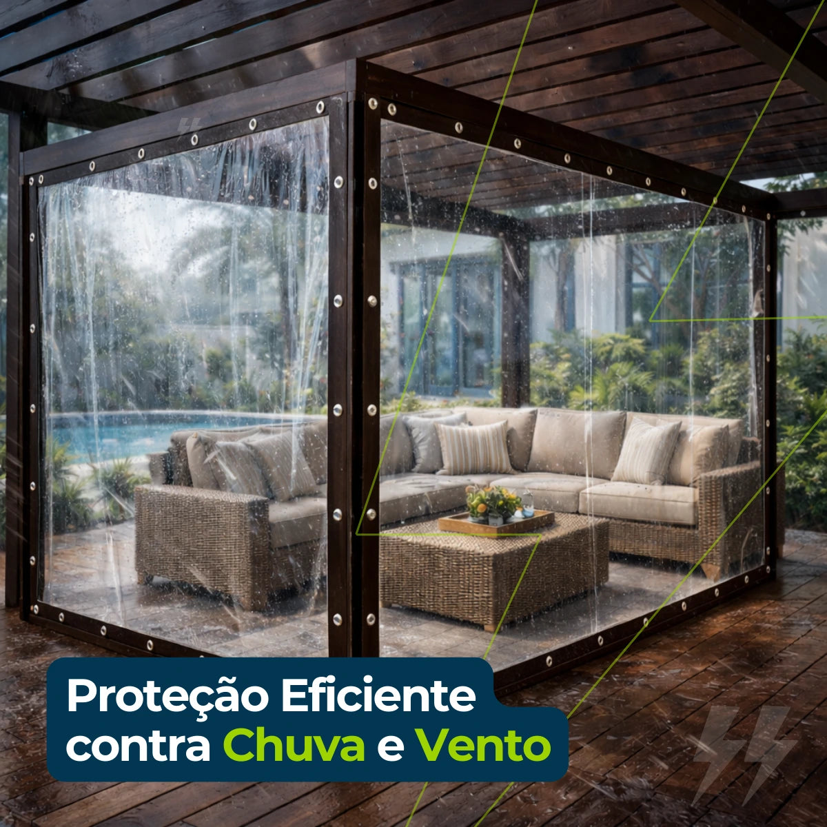 -Lona Transparente Impermeável para Fechamento de Varandas e Cobertura – Toldo Transparente para Área Externa Energy Express