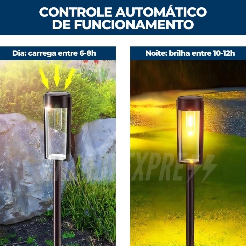 Poste Iluminação de Jardim - Luz Solar para Caminho Externo ENERGY EXPRESS