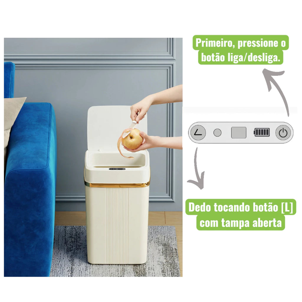 Lixeira com Sensor Automático 18L – Sem Toque, Silenciosa e Higiênica Energy Express