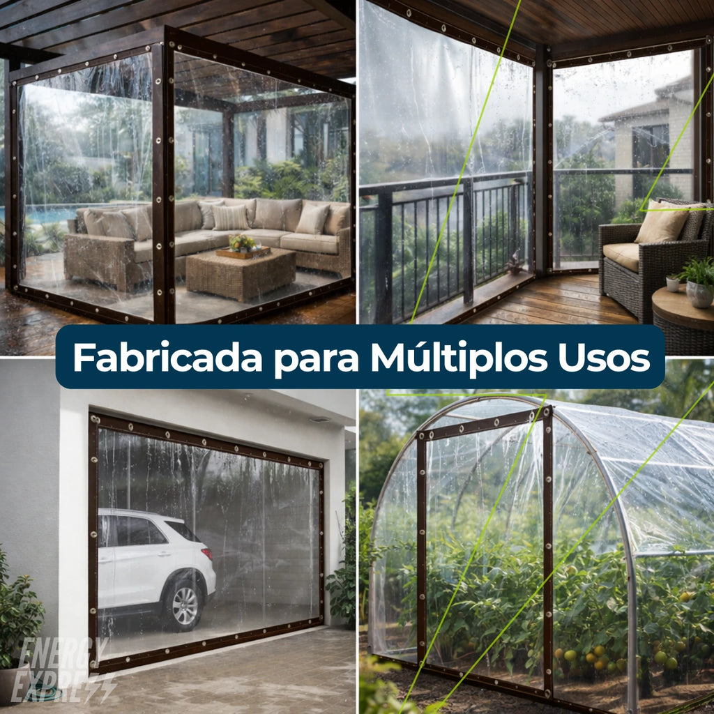 -Lona Transparente Impermeável para Fechamento de Varandas e Cobertura – Toldo Transparente para Área Externa Energy Express