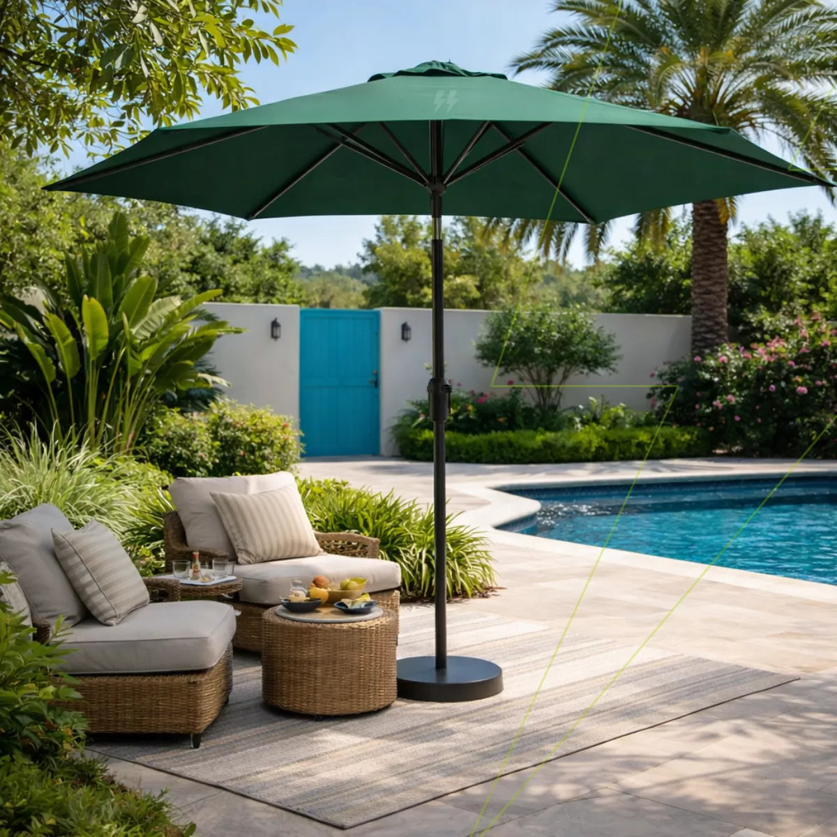 Ombrelone 2,30m Articulado com Proteção UV e Impermeável – Guarda-Sol para Jardim, Piscina e Área Externa Energy Express