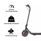 Patinete Elétrico Dobrável 300W com Bateria de Lítio e Luz LED + Brinde Energy Express