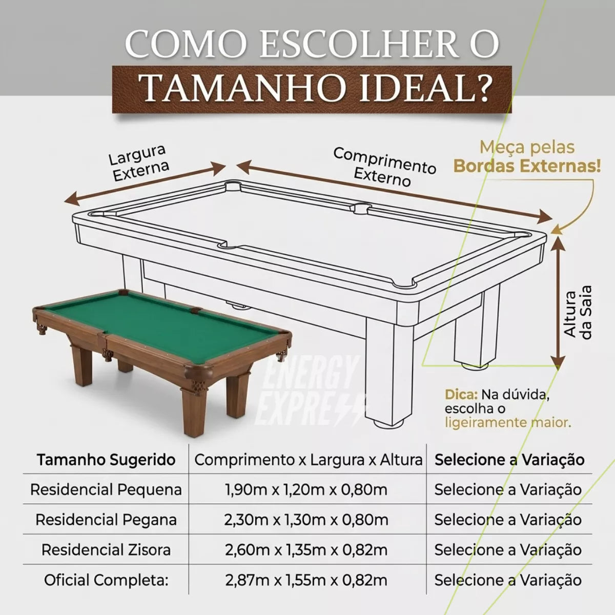 Capa Premium para Mesa de Sinuca em Corino Flanelado Energy Express