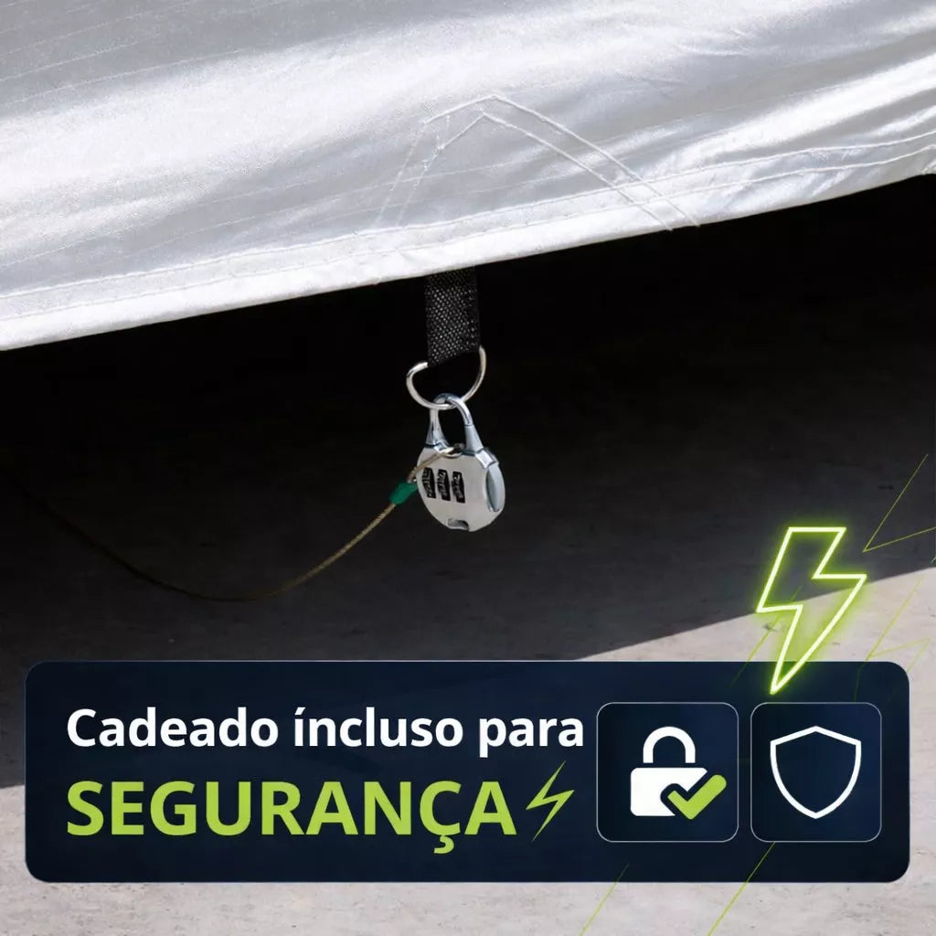 Capa para Carro Impermeável com Cadeado – Capa Protetora Automotiva Contra Sol, Chuva e Poeira