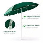 Guarda-Sol Gigante 2,4m Articulado com Proteção UV para Praia, Piscina e Jardim Energy Express