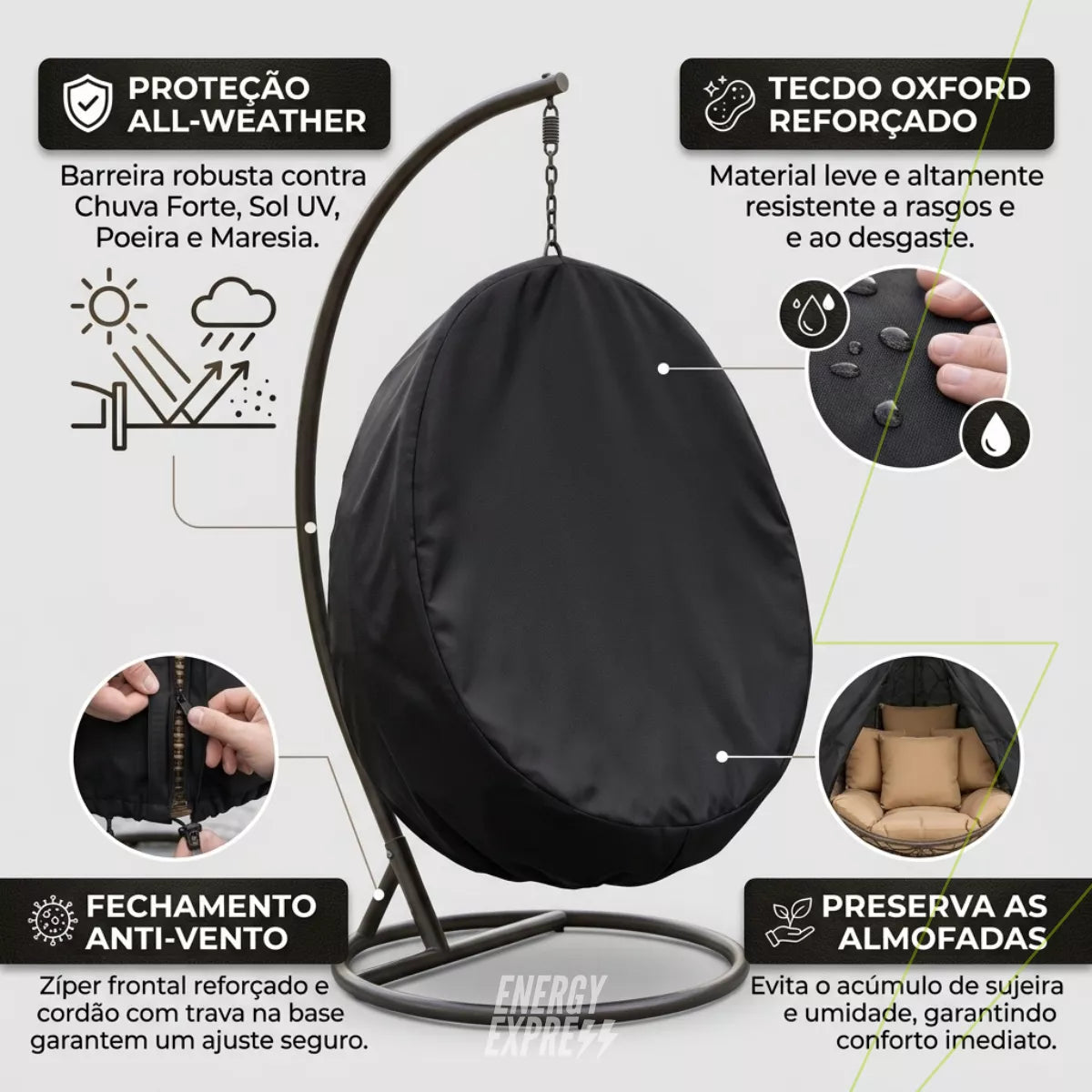 Capa para Cadeira Egg Suspensa Impermeável Energy Express