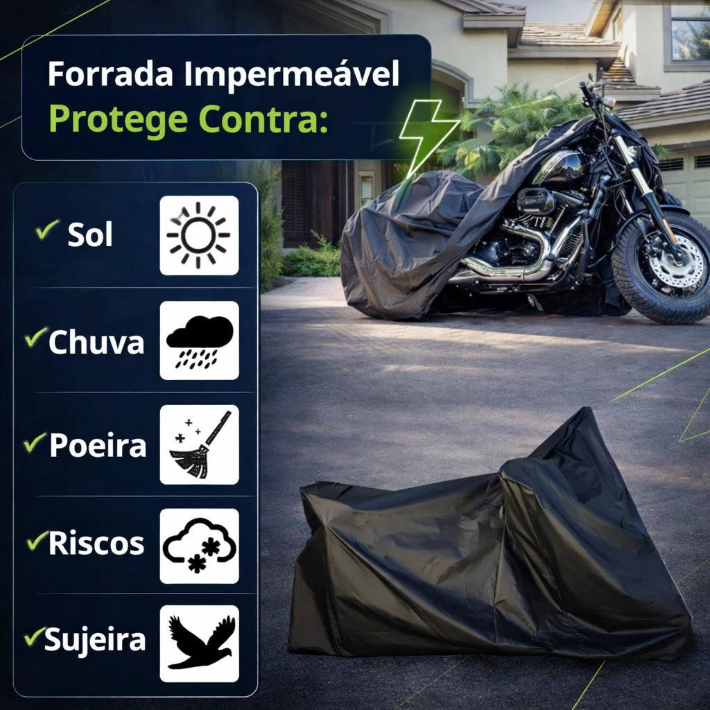 Capa para Moto Impermeável em Couro Ecológico com Proteção UV – Capa Protetora Anti-Chuva e Anti-Risco Energy Express