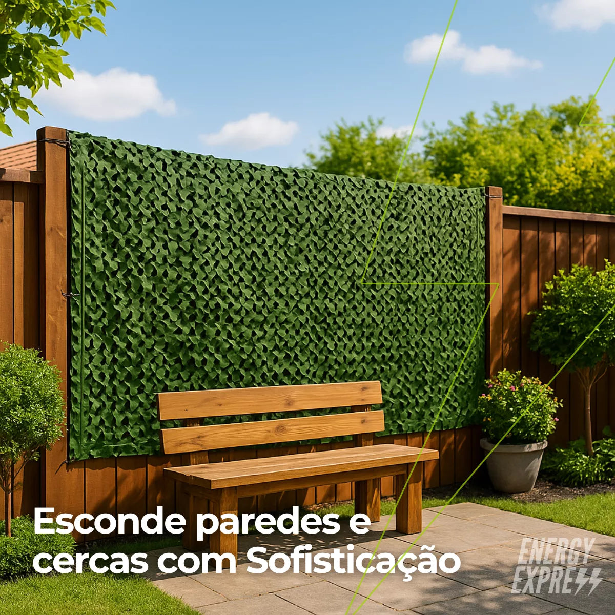 Rede Camuflada tela Decorativa para Sombreamento de Jardim, Horta, Garagem e Área Externa Energy Express