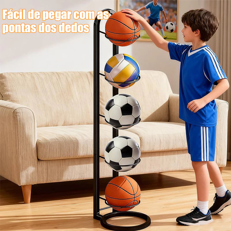 Suporte Organizador para Bolas em Aço Inox – Porta Bolas para Futebol, Basquete e Vôlei Energy Express