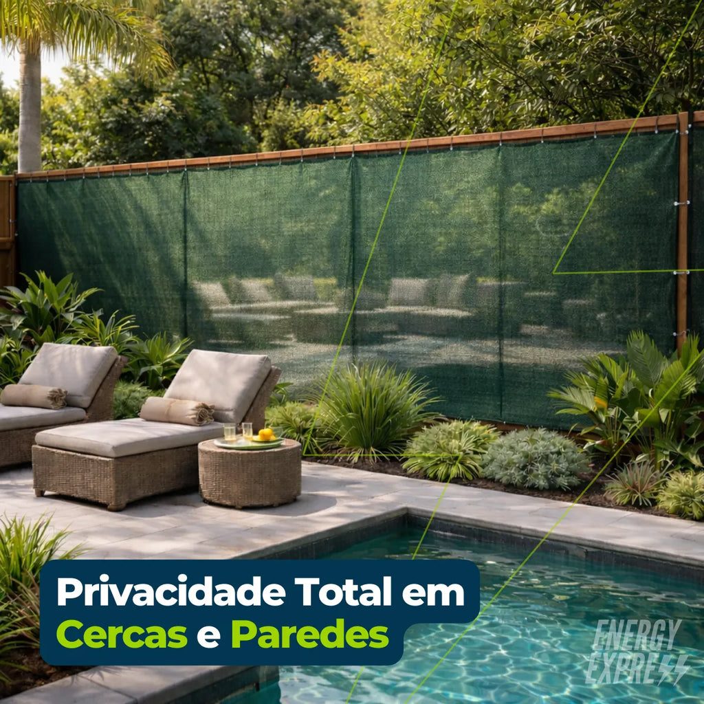 Tela de Privacidade 90% com Ilhós para Cercas e Varandas – Proteção Solar e Visual 2x1m Energy Express