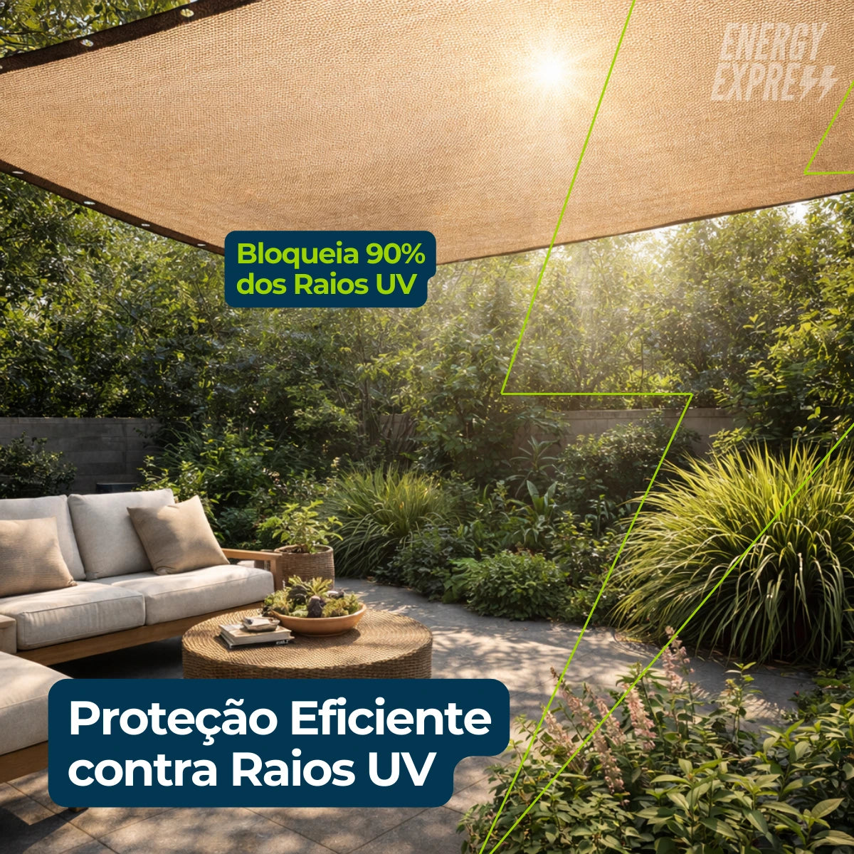 9 Toldo de Sombreamento para Área Externa com Proteção UV Energy Express