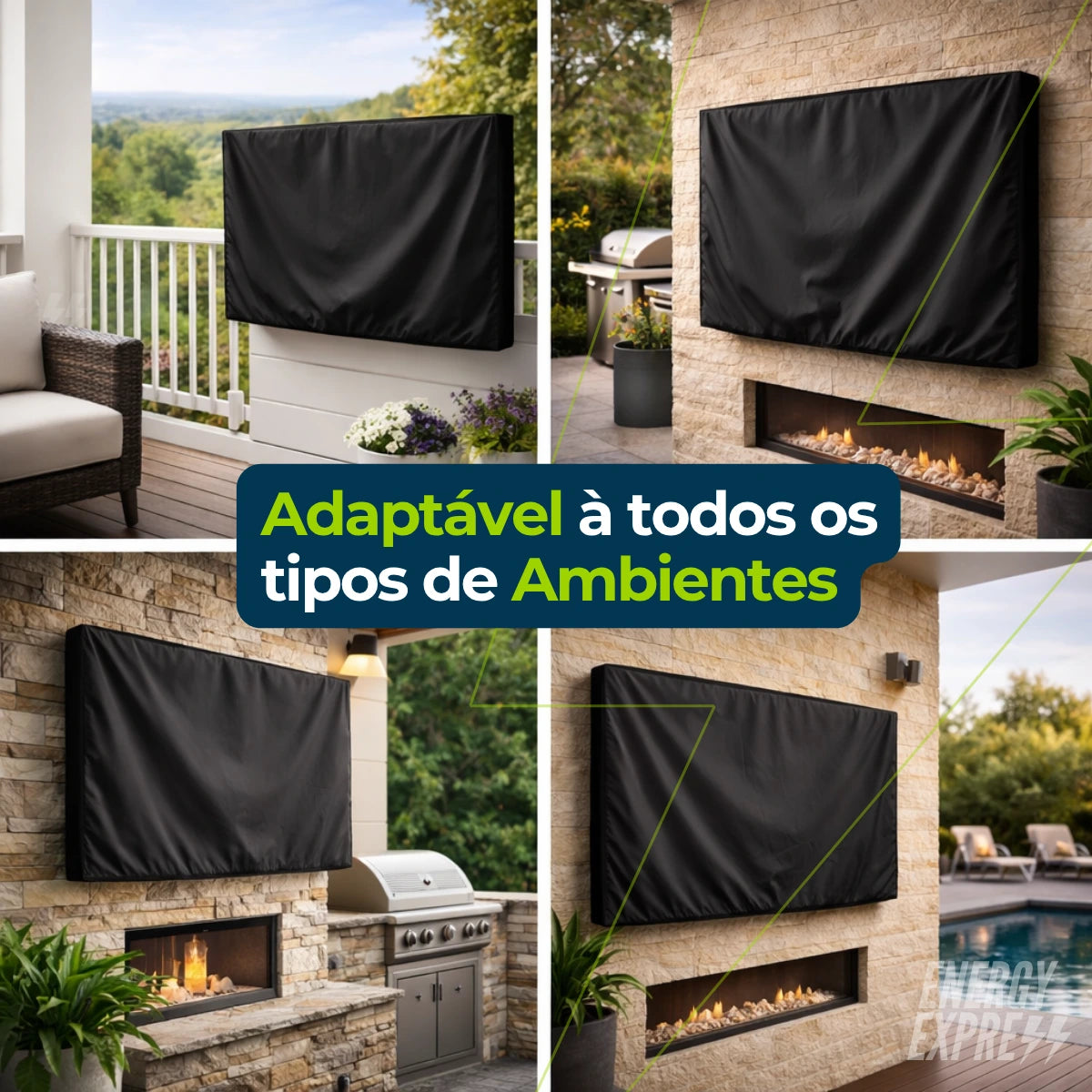 Capa para TV Externa Impermeável com Proteção UV – Proteção Contra Sol, Chuva e Poeira Energy Express