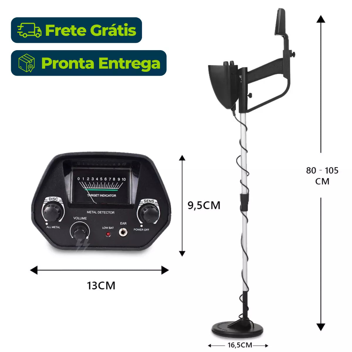 Detector de Metais Profissional MD-4030 – Ouro, Prata, Moedas e Metais com Alta Sensibilidade Energy Express