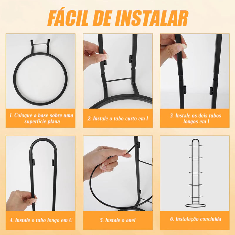 Suporte Organizador para Bolas em Aço Inox – Porta Bolas para Futebol, Basquete e Vôlei Energy Express