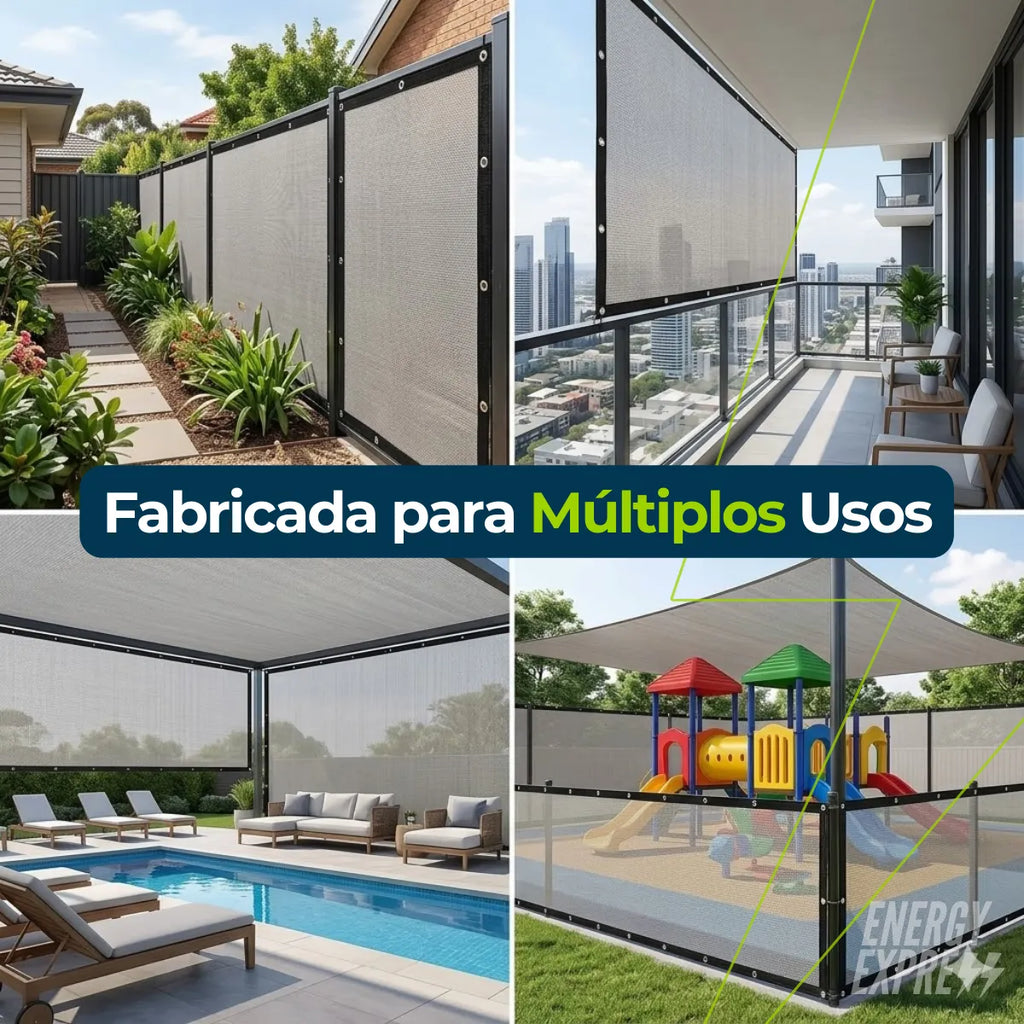Tela de Privacidade 90% com Ilhós para Cercas e Varandas – Proteção Solar e Visual 2x1m Energy Express
