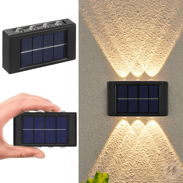 Arandela Solar Externa para Muro Quintal Parede 6 Leds luz quente