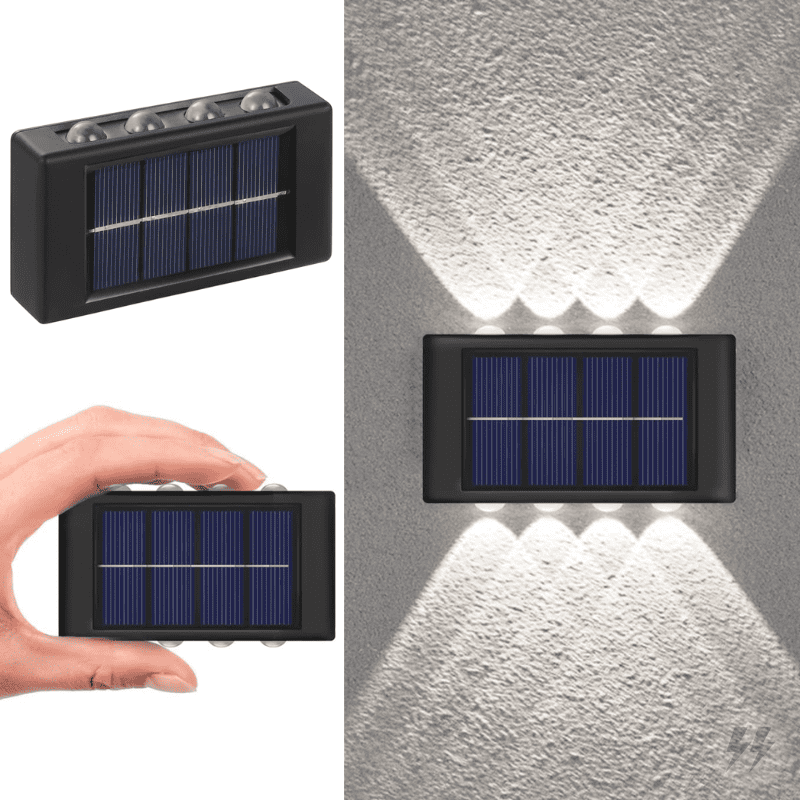 Arandela Solar Externa para Muro Quintal Parede 6 Leds luz fria