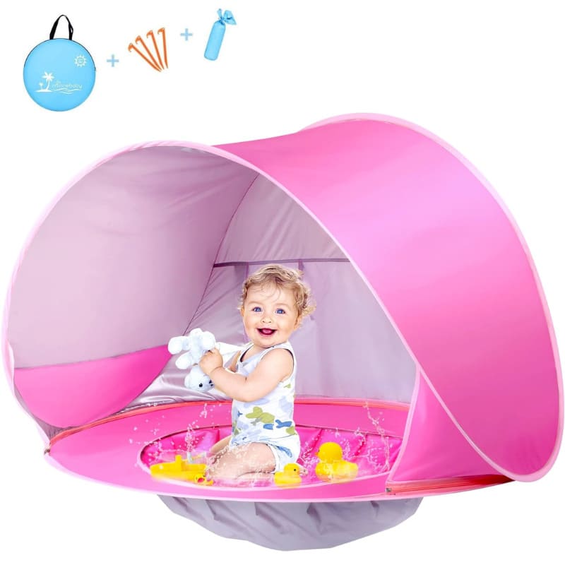 Barraca de Praia para Bebe com Piscina e Proteção UV rosa Energy Express