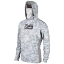 Camisa para Pesca Proteção UV +50 Manga Longa com Capuz e Bandana Facial branco camuflado Energy Express