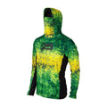 Camisa para Pesca Proteção UV +50 Manga Longa com Capuz e Bandana Facial verde e amarela Energy Express