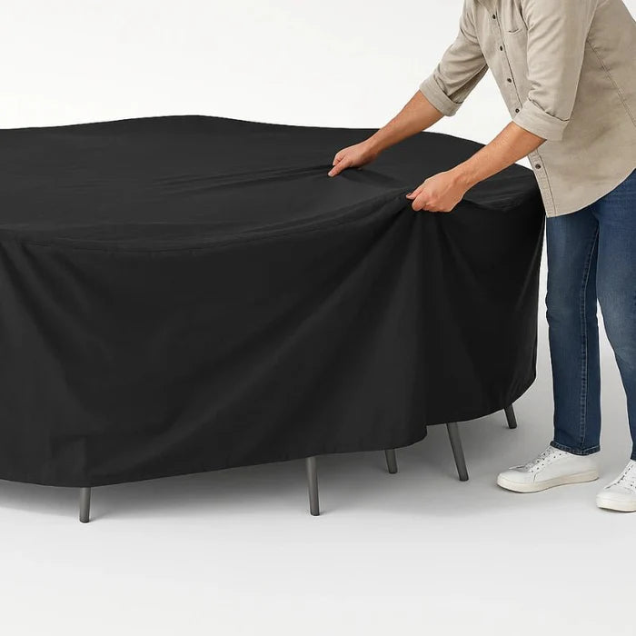 Capa impermeável Redonda para Conjunto de Mesa e Cadeiras Externas preta energy express