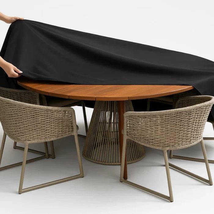 Capa impermeável Redonda para Conjunto de Mesa e Cadeiras Externas preta energy express