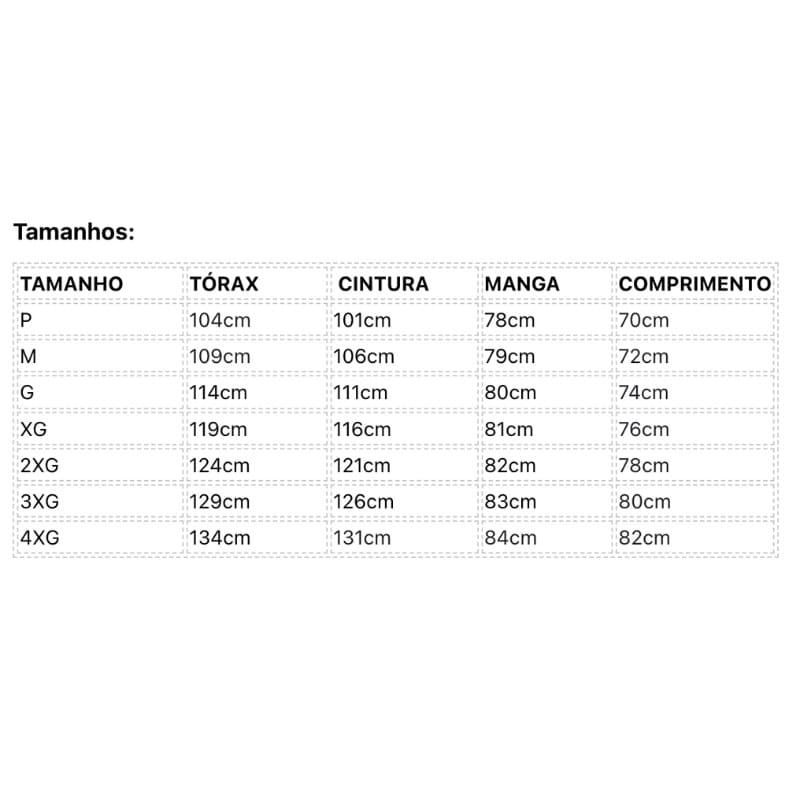 tabela de medidas Casaco Masculino Inverno Lã Grossa para Frio Intenso energy express