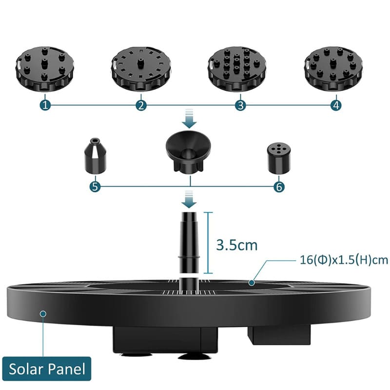 Fonte de Água para Jardim Externo Chafariz Solar Flutuante + 6 Bicos Energy Express