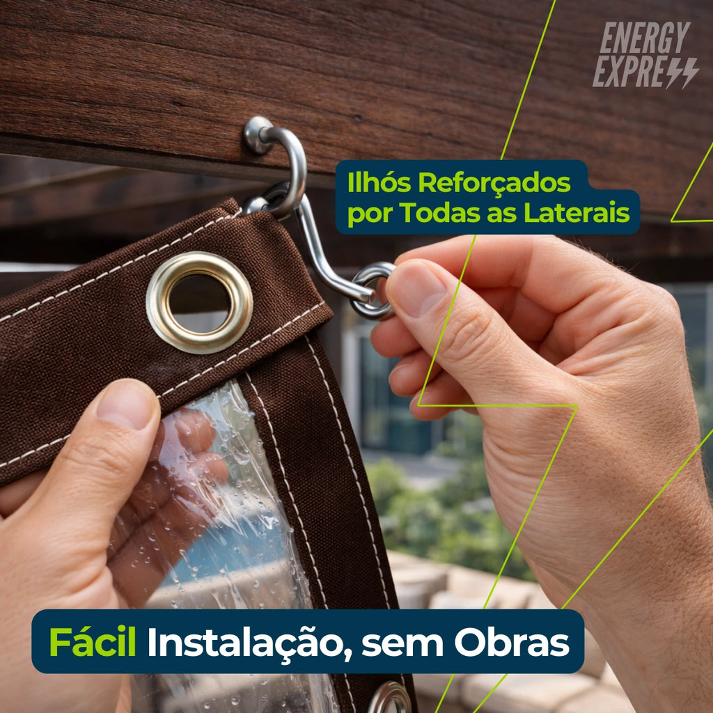 -Lona Transparente Impermeável para Fechamento de Varandas e Cobertura – Toldo Transparente para Área Externa Energy Express