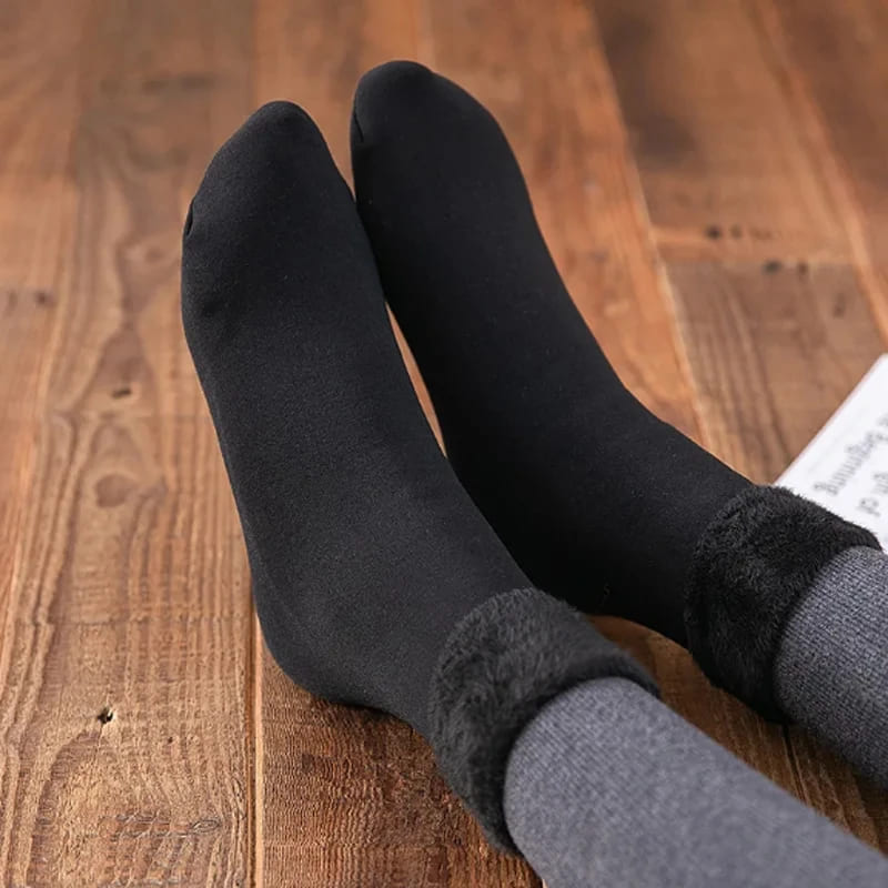 Meia Térmica Feminina Masculina para Inverno - Lã Grossa preta Energy Express