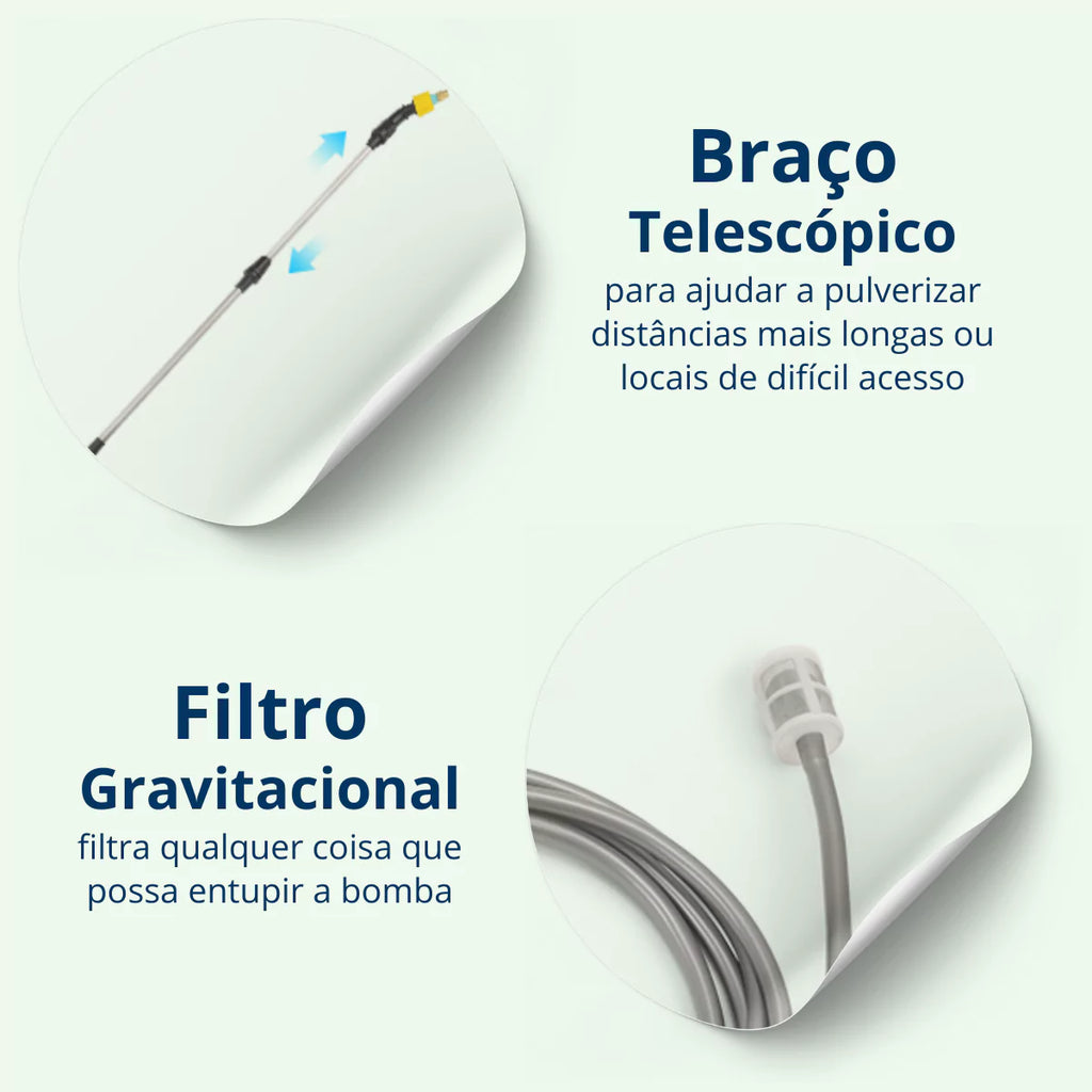 Pulverizador de Jardim Elétrico Portátil Recarregável com Mangueira - 3 Bicos energy express