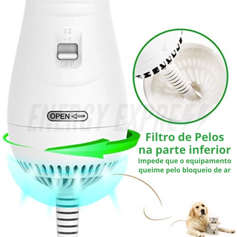 Rasqueadeira Elétrica Pente com Secador para Escovar Pelos de Pet Cachorro Gato energy express