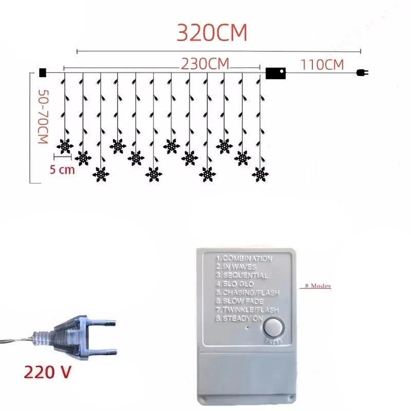 Cascata de Natal Cortina de Luzes Impermeável Energy Express 