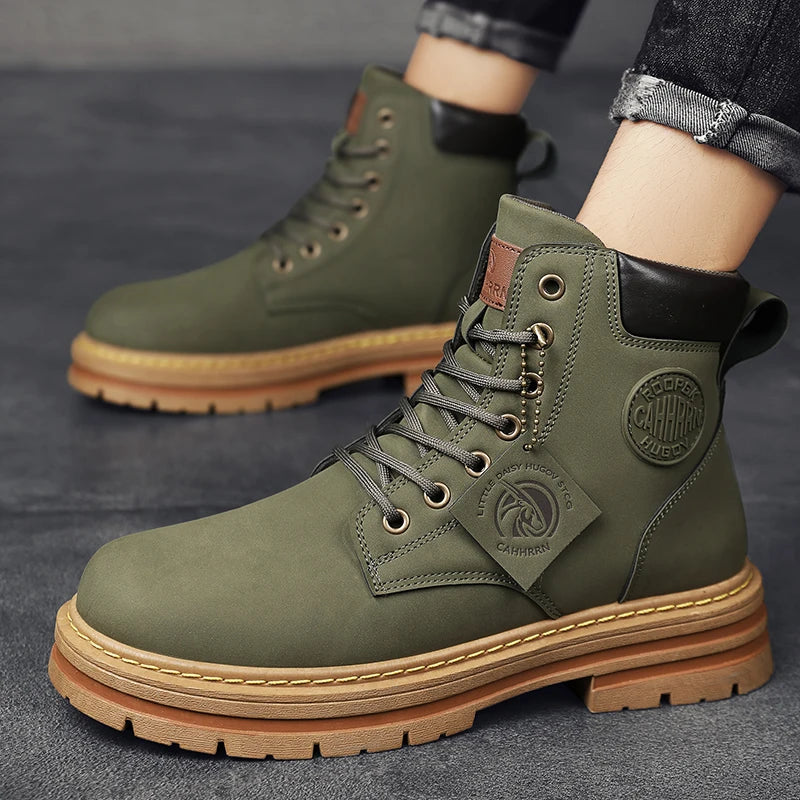 Bota de Couro Masculina Coturno Cano Alto Estilo Militar Energy Express