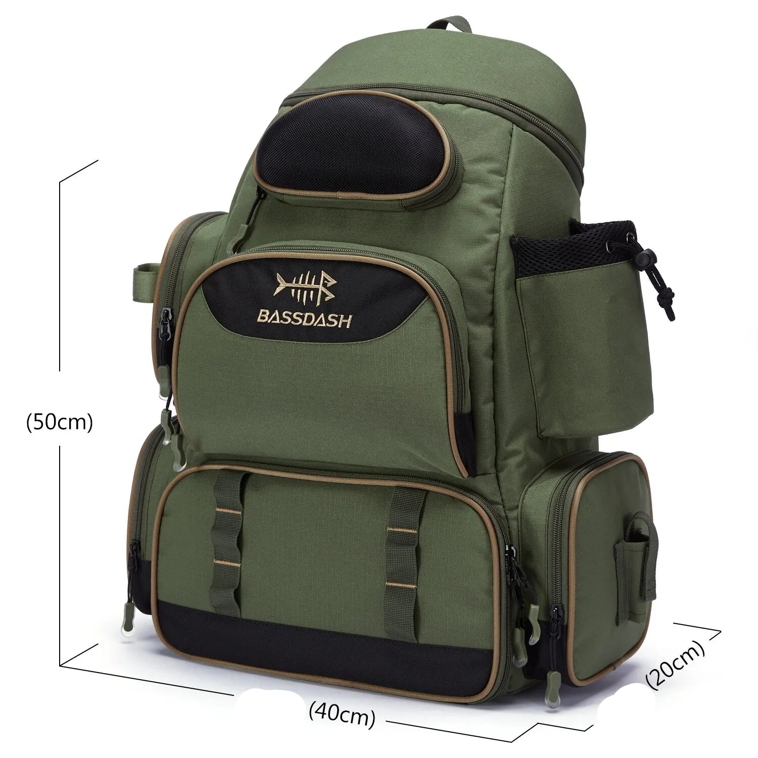 Mochila de Pesca Tática Impermeável - Suporte para Vara, Compartimentos e Capa de Chuva Energy Express