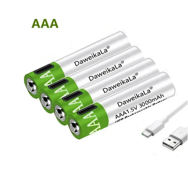 Pilha Recarregável USB AAA Bateria de Lítio