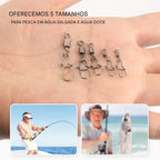 Conectores de Pesca com Giro Inoxidável – Kit com 50 Ganchos Rápidos para Iscas e Anzóis ENERGY EXPRESS