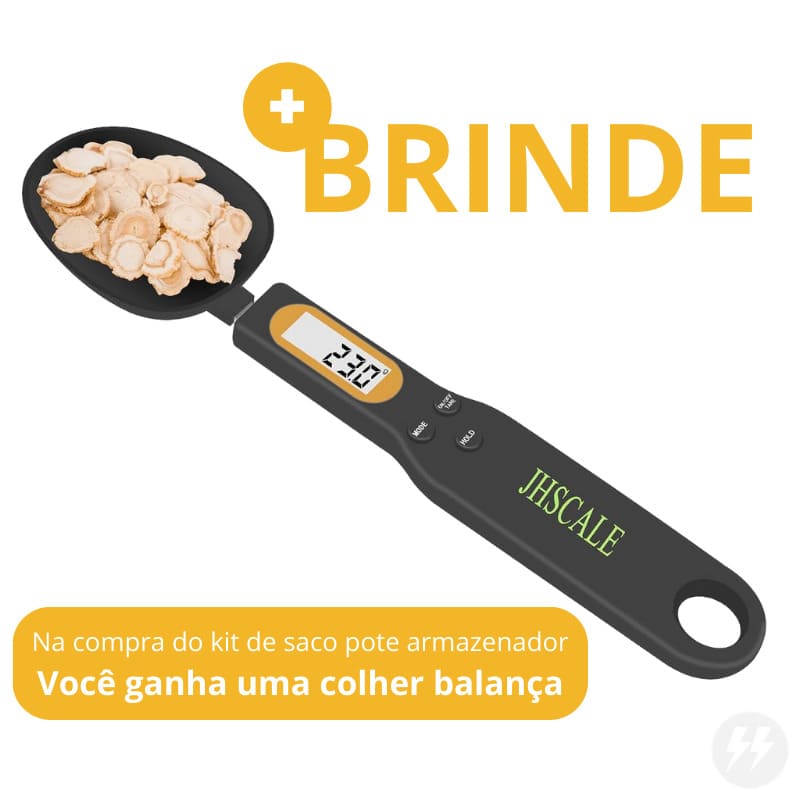 Saco Pote Hermético de Plástico para Guardar Alimentos + Brinde Energy Express