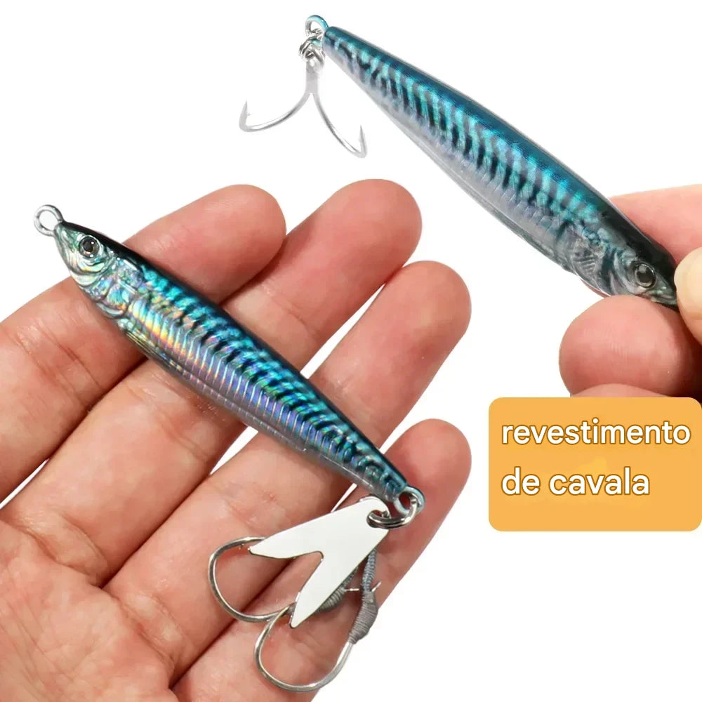 Isca Artificial Jig Metálica com Olhos 3D e Anzol Triplo – Água Doce e Salgada Energy Express